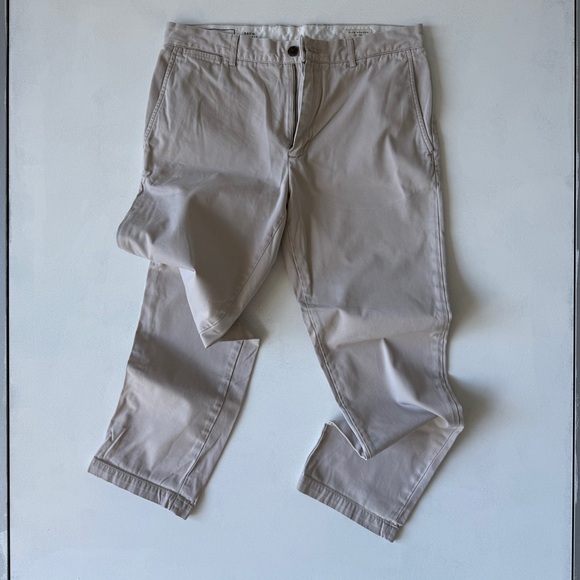 Club Monaco Davis Slim Fit Chinos Stone Tan Cotton Trousers Size 32W - Picture 3 of 5